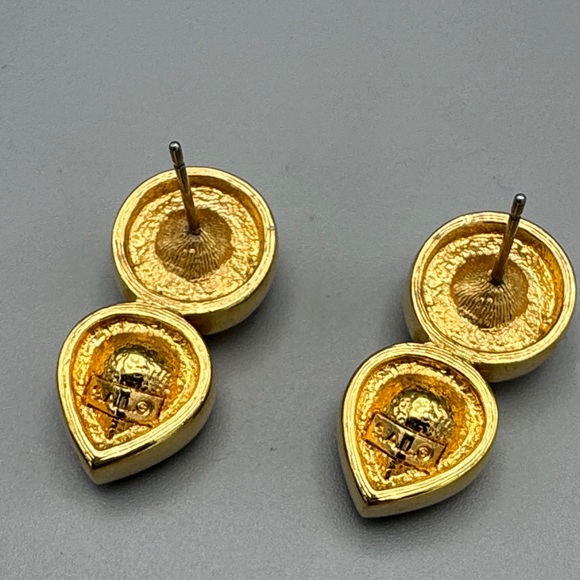 Vintage 1980's SAVVY Swarovski Faux Pearl Post Earrings Signed S.A.L. - Picture 4 of 4